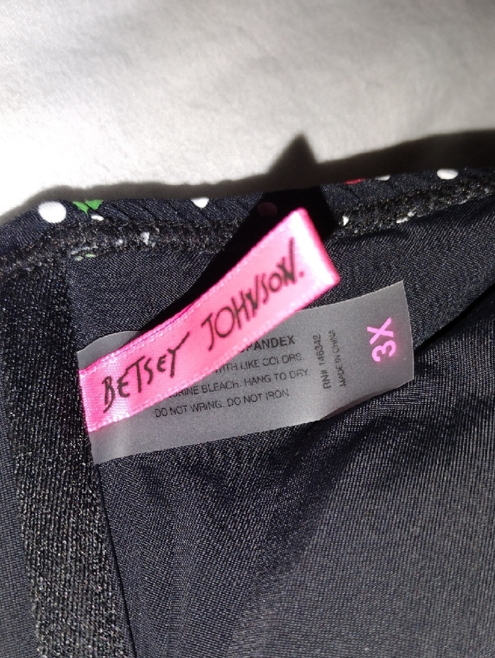 Betsey Johnson Black Cherry Polka Dot One-Piece Swimsuit - Picture 2 of 2